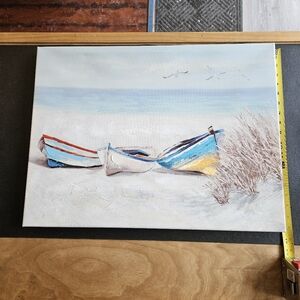 Tranquil Boats Canvas Art in Blue, White, and Yellow